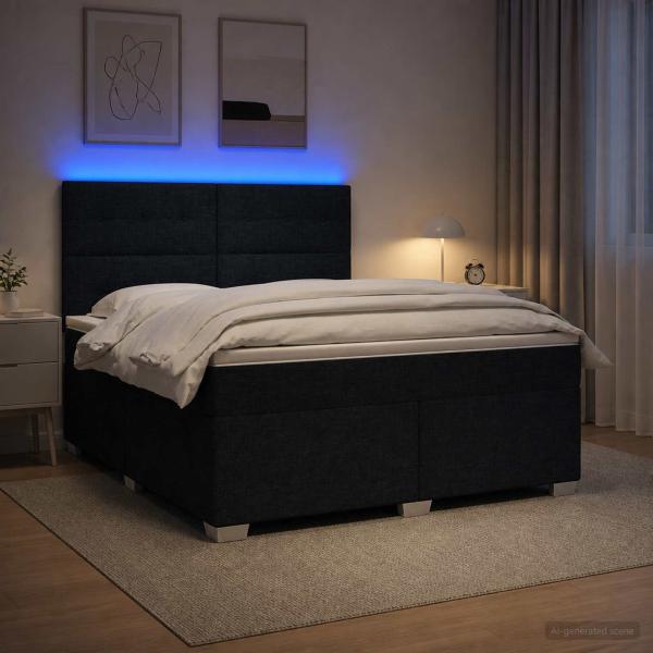 Boxspringbett mit Matratze Schwarz 160 x 200 cm Stoff