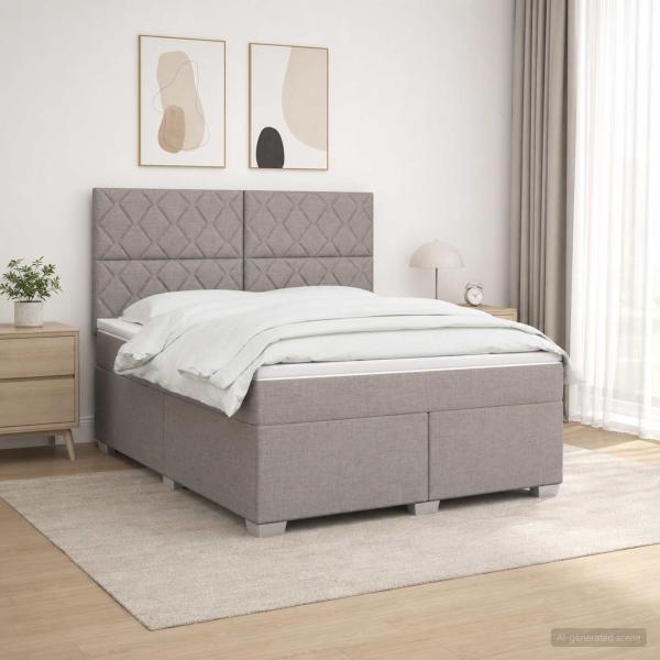ARDEBO.de - Boxspringbett mit Matratze Taupe 160 x 200 cm Stoff
