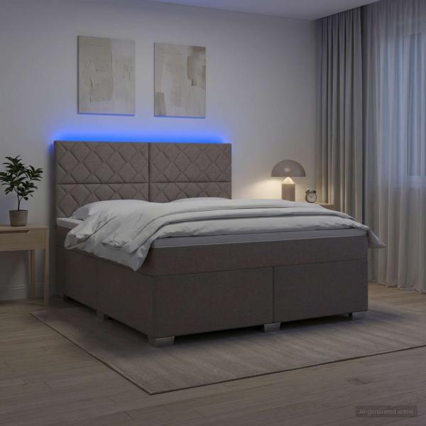 Boxspringbett mit Matratze Taupe 160 x 200 cm Stoff