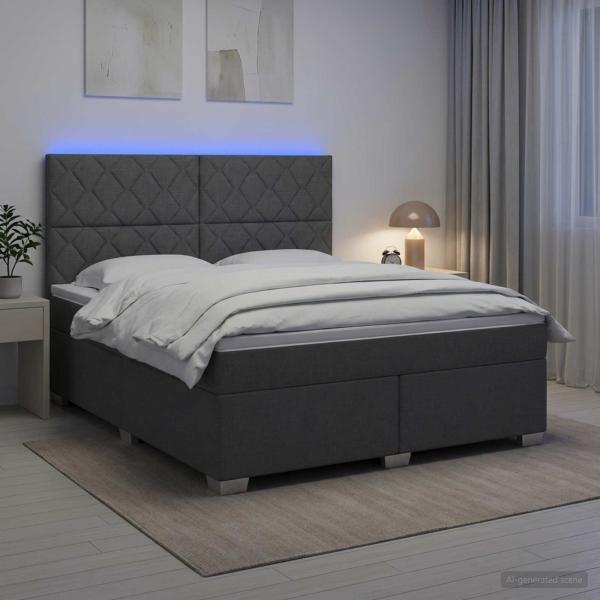 Boxspringbett mit Matratze Dunkelgrau 180 x 200 cm Stoff