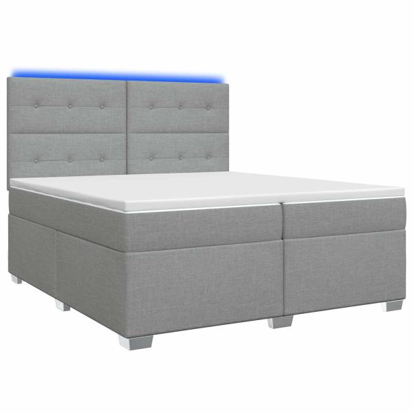 Boxspringbett mit Matratze Hellgrau 200 x 200 cm Stoff