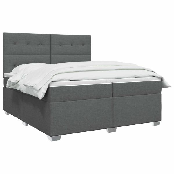 Boxspringbett mit Matratze Dunkelgrau 200 x 200 cm Stoff