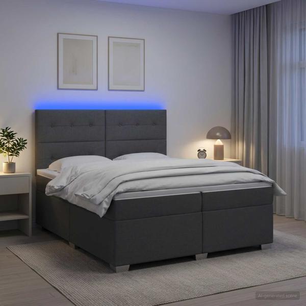 Boxspringbett mit Matratze Dunkelgrau 200 x 200 cm Stoff