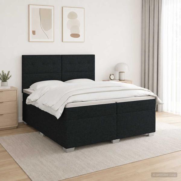ARDEBO.de - Boxspringbett mit Matratze Schwarz 200 x 200 cm Stoff