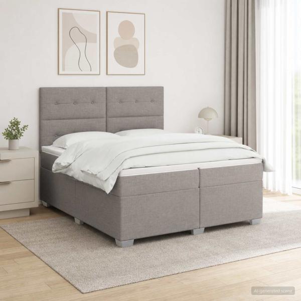 ARDEBO.de - Boxspringbett mit Matratze Taupe 200 x 200 cm Stoff