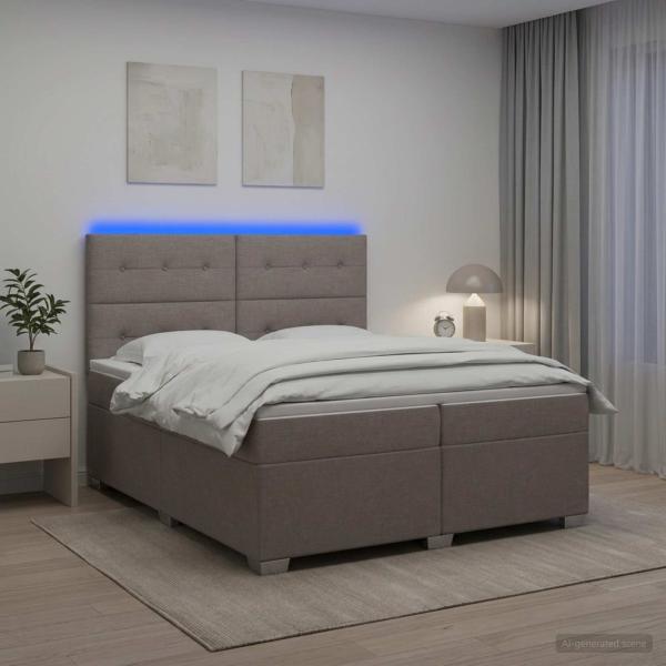 Boxspringbett mit Matratze Taupe 200 x 200 cm Stoff