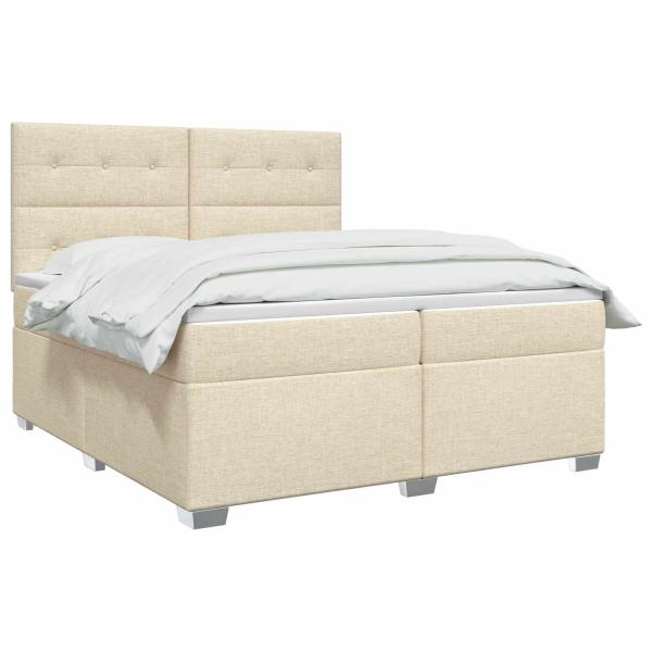 Boxspringbett mit Matratze Creme 200 x 200 cm Stoff