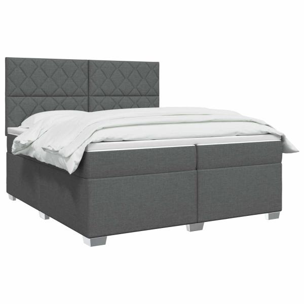 Boxspringbett mit Matratze Dunkelgrau 200 x 200 cm Stoff