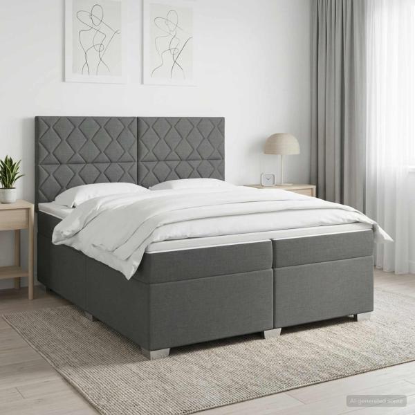 Boxspringbett mit Matratze Dunkelgrau 200 x 200 cm Stoff