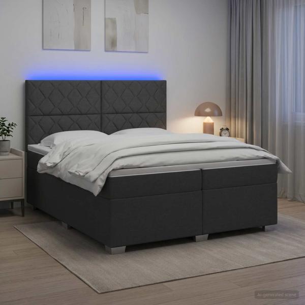 Boxspringbett mit Matratze Dunkelgrau 200 x 200 cm Stoff