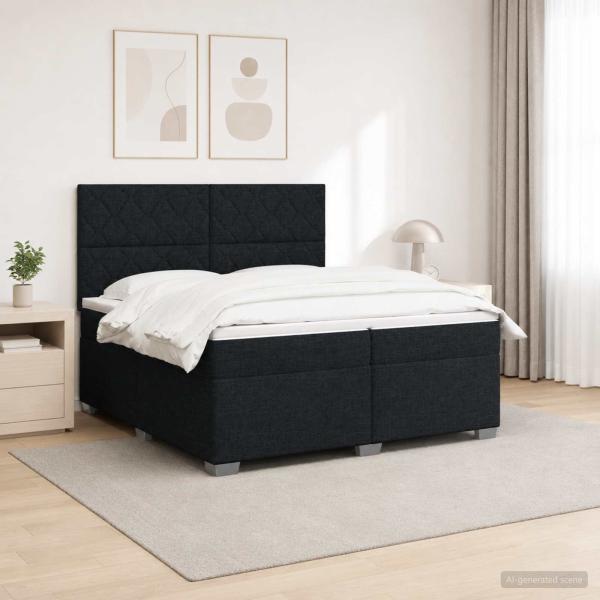 ARDEBO.de - Boxspringbett mit Matratze Schwarz 200 x 200 cm Stoff