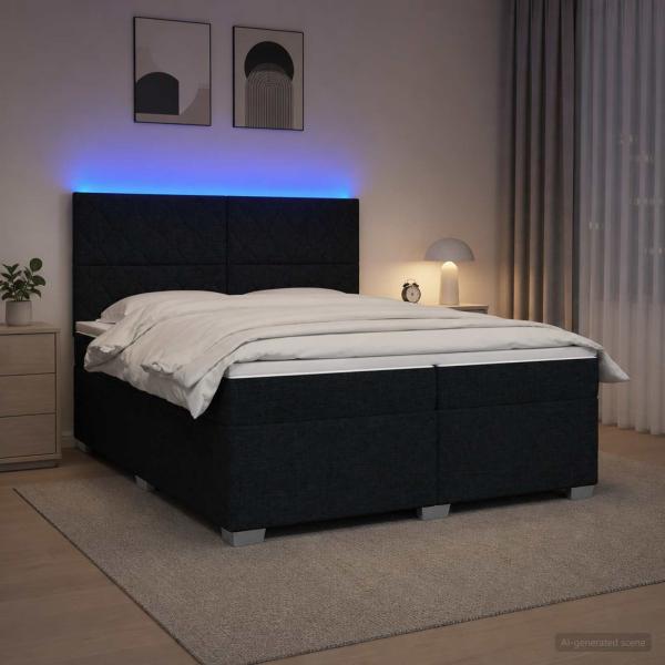 Boxspringbett mit Matratze Schwarz 200 x 200 cm Stoff