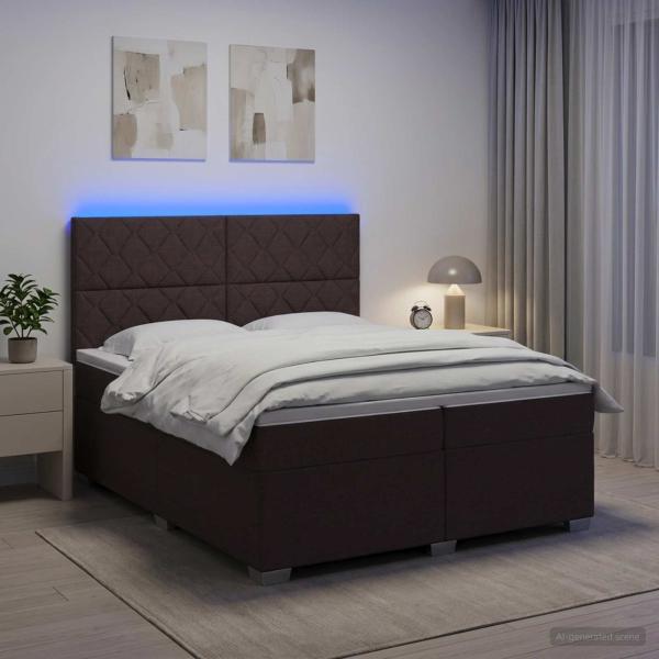 ARDEBO.de - Boxspringbett mit Matratze Dunkelbraun 200 x 200 cm Stoff