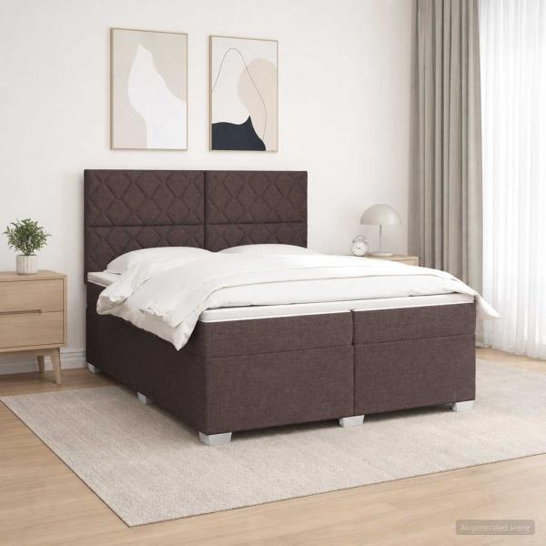 Boxspringbett mit Matratze Dunkelbraun 200 x 200 cm Stoff