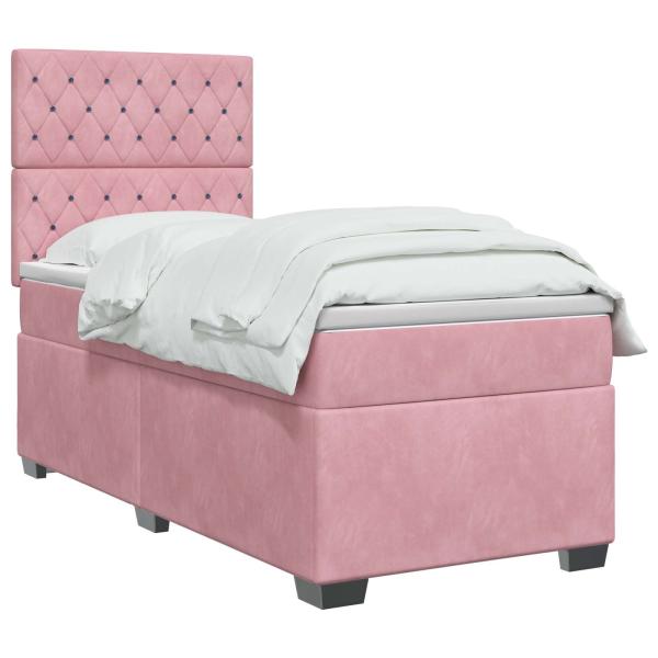 Boxspringbett mit Matratze mit Kopfteil Rosa 80 x 200 cm Samt