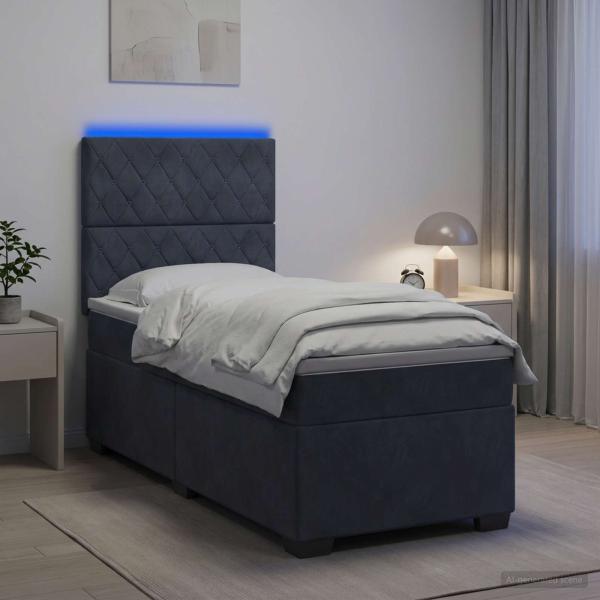 ARDEBO.de - Boxspringbett mit Matratze Dunkelgrau 90 x 200 cm Samt