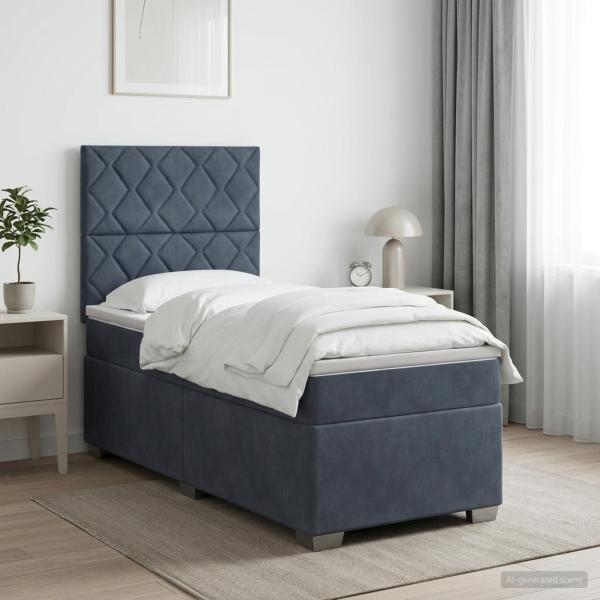 ARDEBO.de - Boxspringbett mit Matratze Dunkelgrau 90 x 200 cm Samt