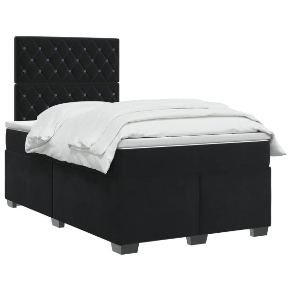 Boxspringbett mit Matratze Schwarz 120 x 190 cm Samt