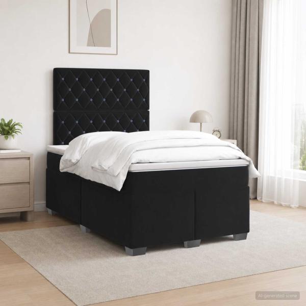 Boxspringbett mit Matratze Schwarz 120 x 190 cm Samt