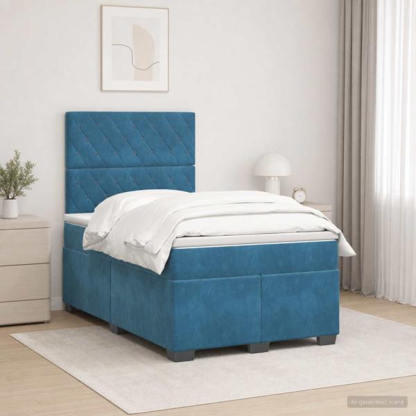 Boxspringbett mit Matratze mit Kopfteil Blau 120 x 190 cm Samt