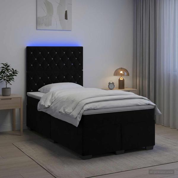 ARDEBO.de - Boxspringbett mit Matratze Schwarz 120 x 200 cm Samt