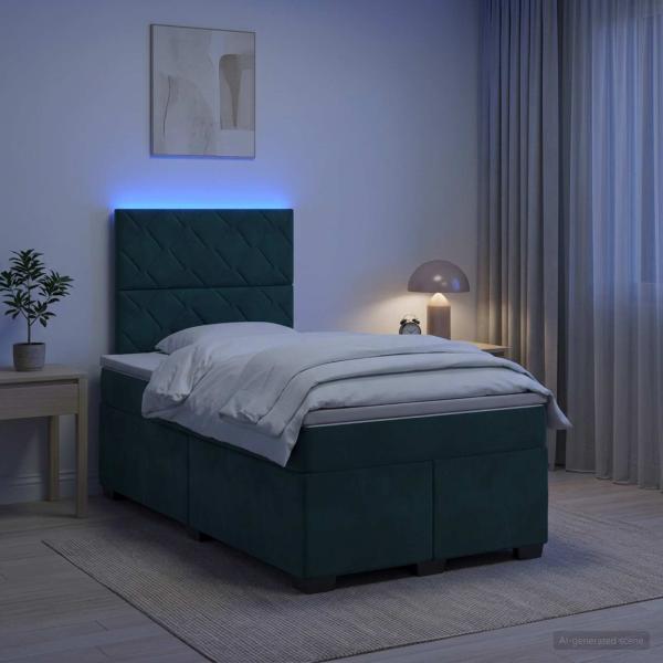 Boxspringbett mit Matratze Dunkelgrün 120 x 200 cm Samt