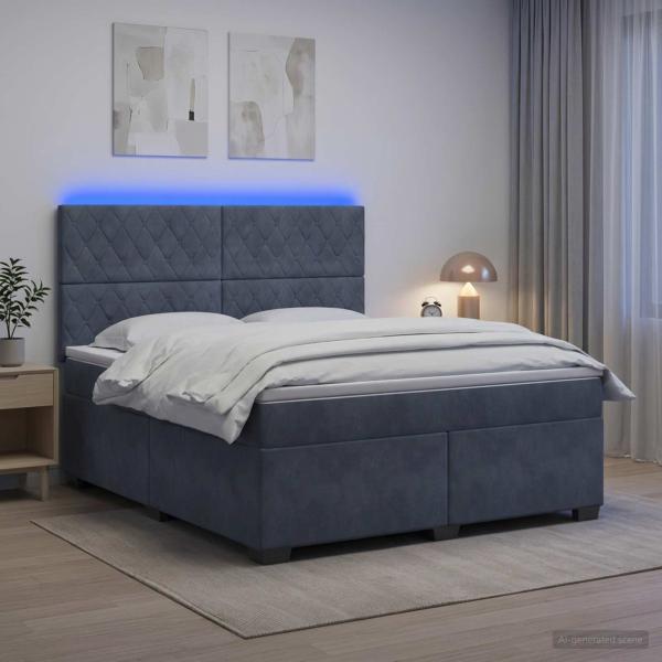 ARDEBO.de - Boxspringbett mit Matratze Dunkelgrau 140 x 190 cm Samt