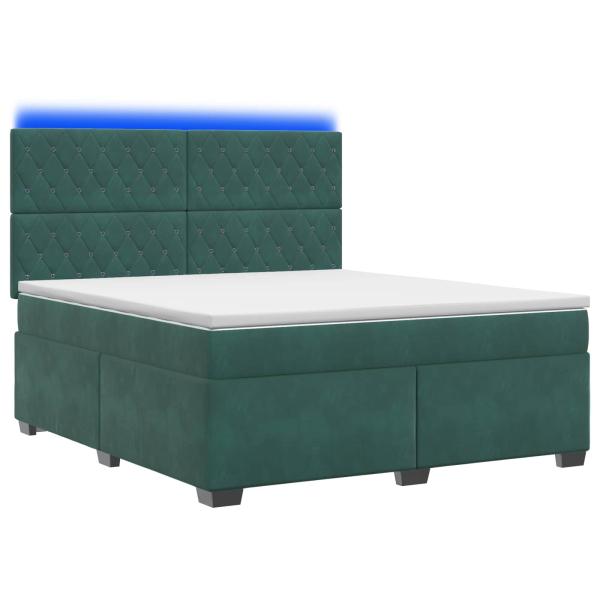 Boxspringbett mit Matratze Dunkelgrün 140 x 190 cm Samt
