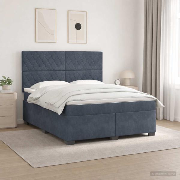 Boxspringbett mit Matratze Dunkelgrau 160 x 200 cm Samt