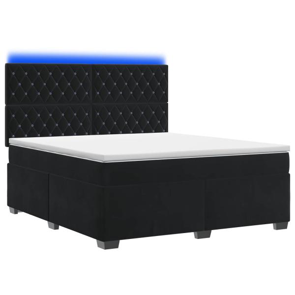Boxspringbett mit Matratze Schwarz 160 x 200 cm Samt