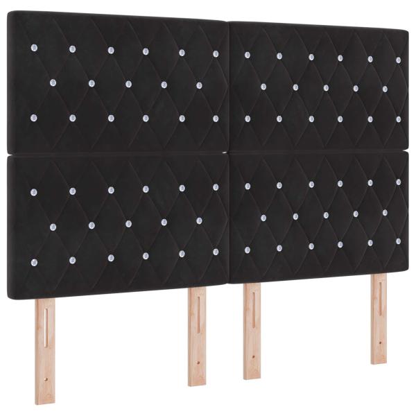 Boxspringbett mit Matratze Schwarz 160 x 200 cm Samt