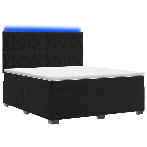 Boxspringbett mit Matratze Schwarz 160 x 200 cm Samt