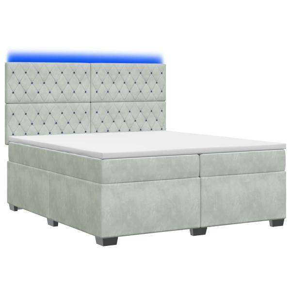 Boxspringbett mit Matratze Hellgrau 200 x 200 cm Samt