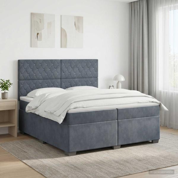 Boxspringbett mit Matratze Dunkelgrau 200 x 200 cm Samt
