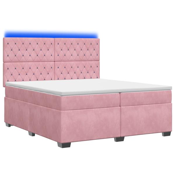 Boxspringbett mit Matratze mit Kopfteil Rosa 200 x 200 cm Samt