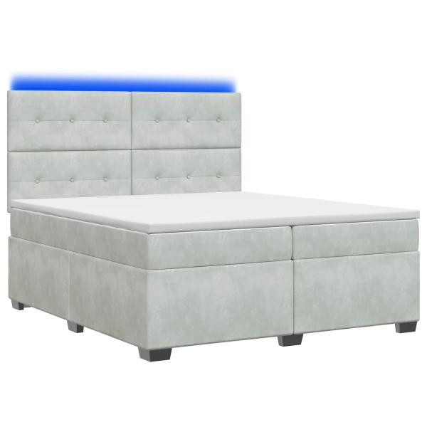 Boxspringbett mit Matratze Hellgrau 200 x 200 cm Samt