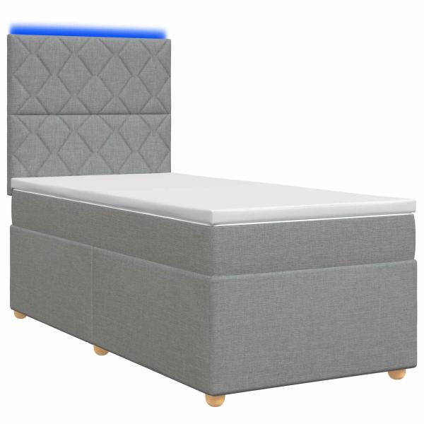 Boxspringbett mit Matratze Hellgrau 90 x 200 cm Stoff