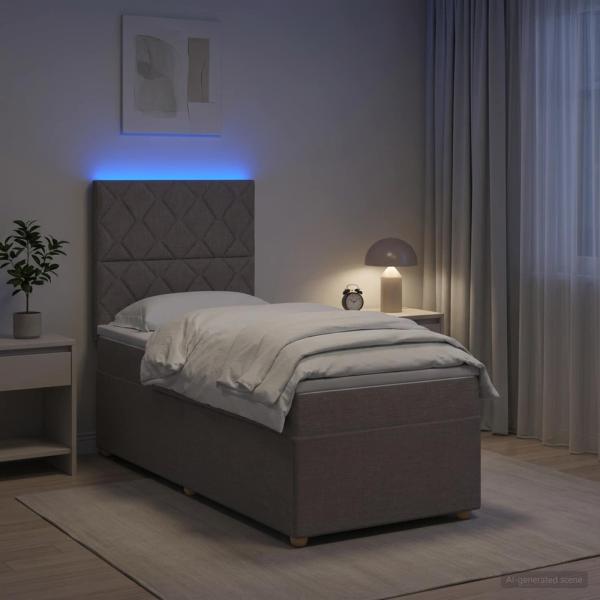 Boxspringbett mit Matratze mit Kopfteil Taupe 90 x 200 cm Stoff