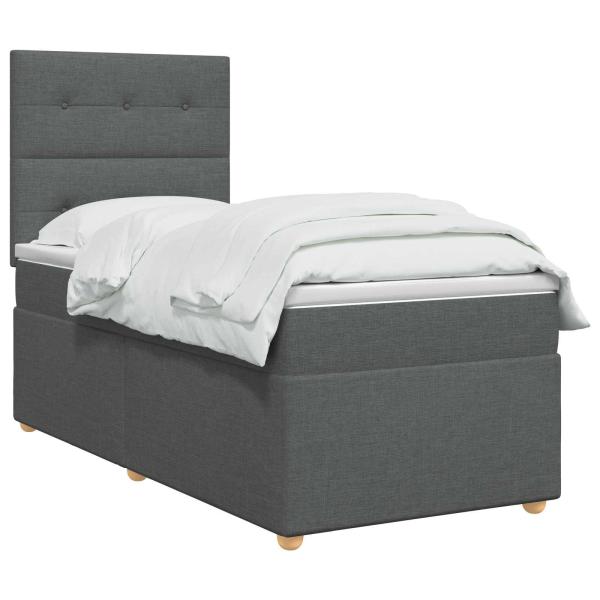 Boxspringbett mit Matratze Dunkelgrau 100 x 200 cm Stoff