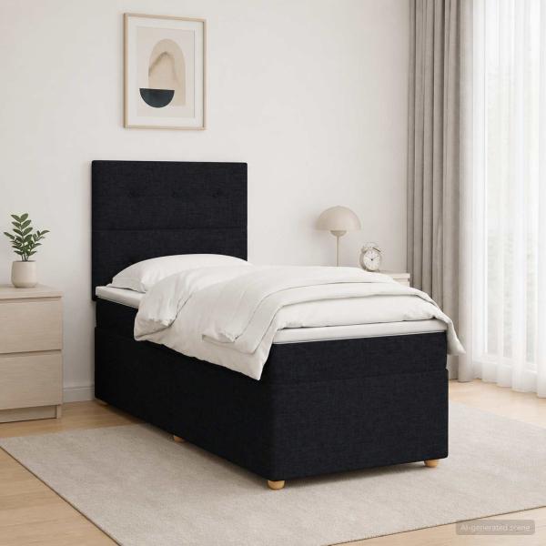 Boxspringbett mit Matratze Schwarz 100 x 200 cm Stoff