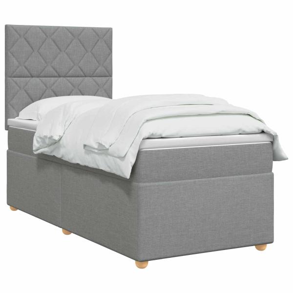 Boxspringbett mit Matratze Hellgrau 100 x 200 cm Stoff