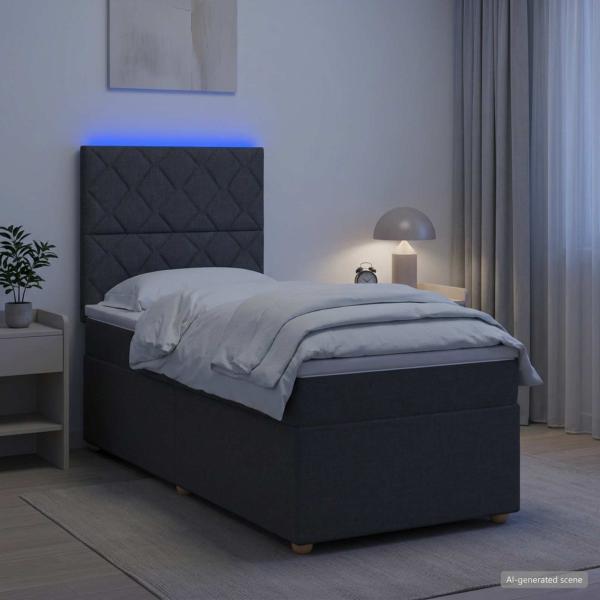 ARDEBO.de - Boxspringbett mit Matratze Dunkelgrau 100 x 200 cm Stoff