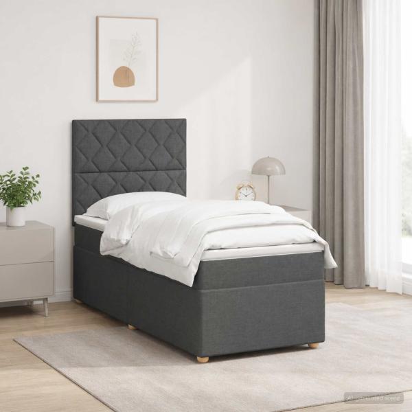 Boxspringbett mit Matratze Dunkelgrau 100 x 200 cm Stoff