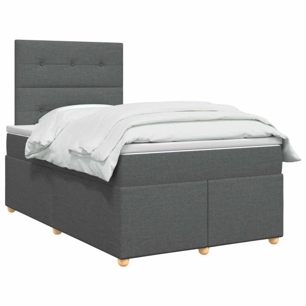 Boxspringbett mit Matratze Dunkelgrau 120 x 190 cm Stoff