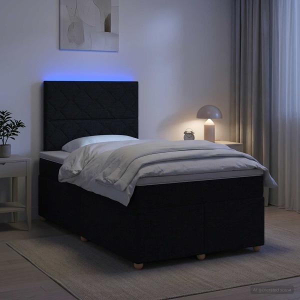 Boxspringbett mit Matratze Schwarz 120 x 190 cm Stoff