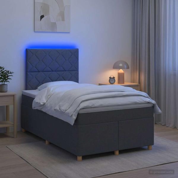 ARDEBO.de - Boxspringbett mit Matratze Dunkelgrau 120 x 200 cm Stoff