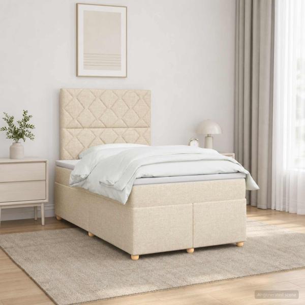 Boxspringbett mit Matratze Creme 120 x 200 cm Stoff