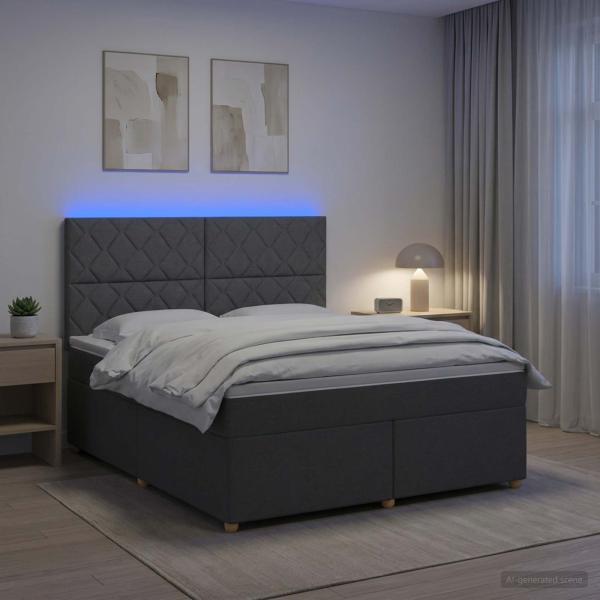 ARDEBO.de - Boxspringbett mit Matratze Dunkelgrau 140 x 190 cm Stoff