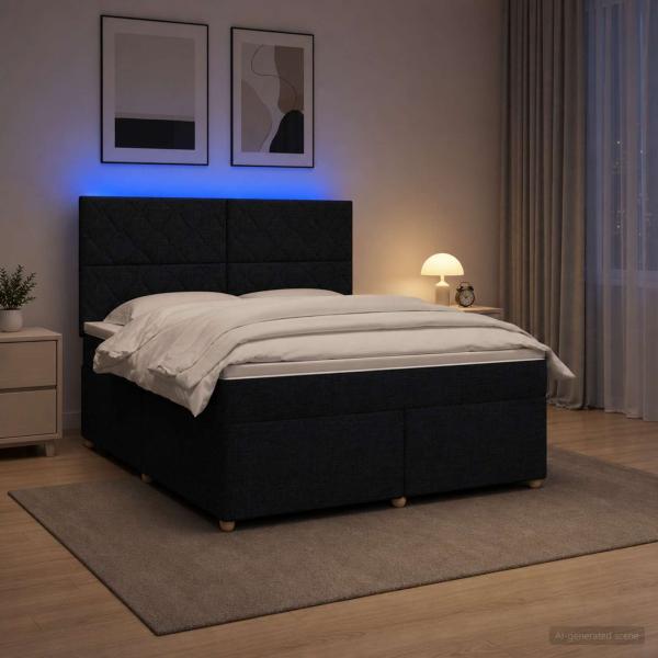 ARDEBO.de - Boxspringbett mit Matratze Schwarz 140 x 190 cm Stoff