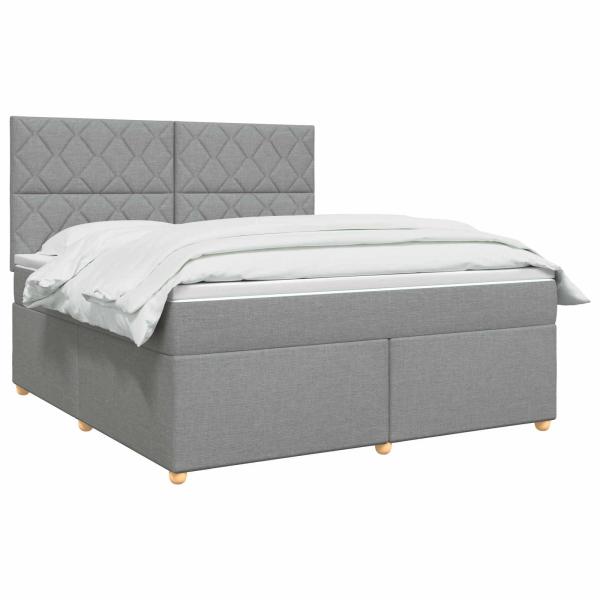 Boxspringbett mit Matratze Hellgrau 160 x 200 cm Stoff
